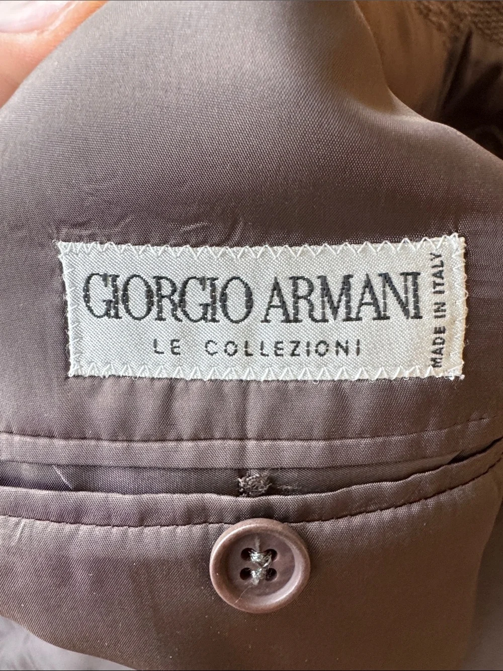 VTG 90s Giorgio Armani Brown/Green/Black Textured Three-Button Wool Blazer 44L